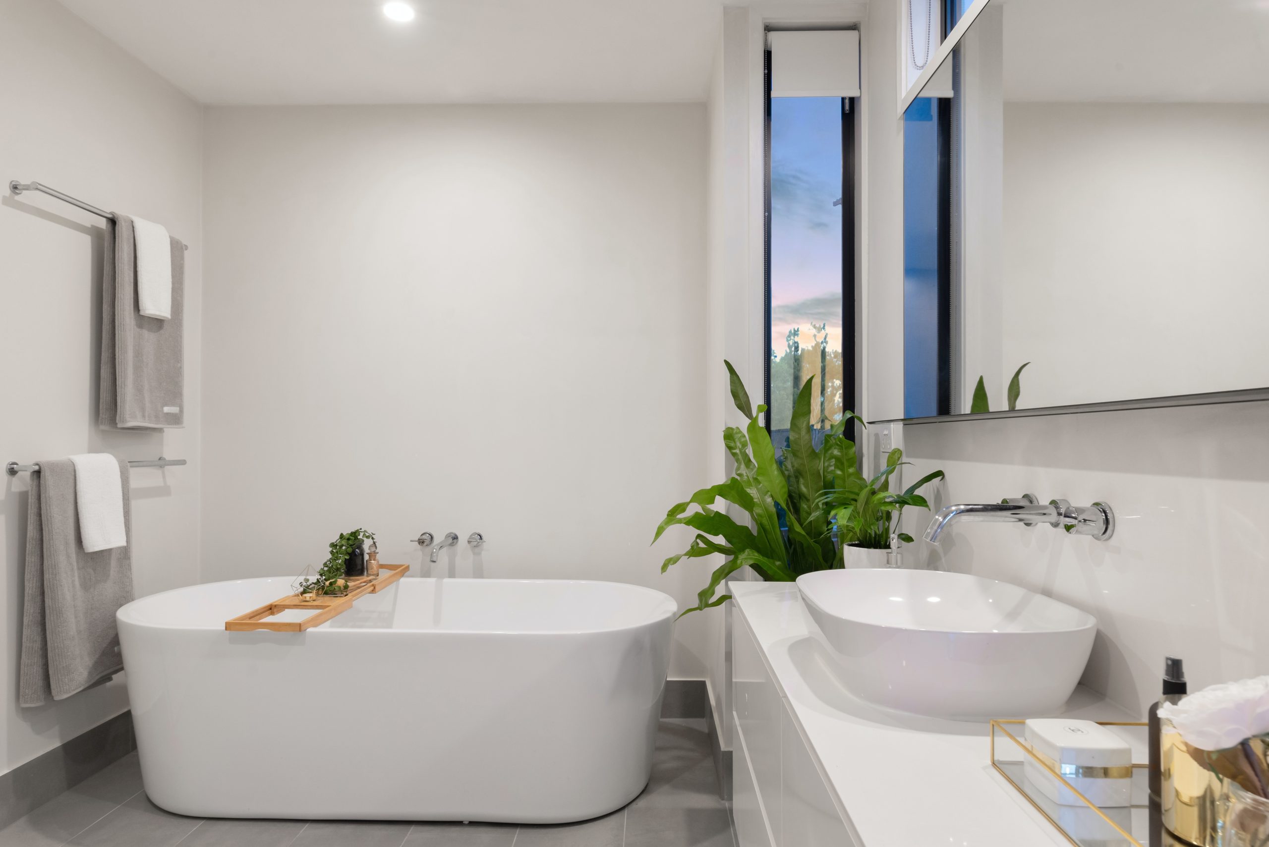 Skilled remodeling contractor constructing an elegant bathroom
