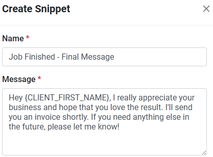Create Snippet